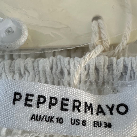 NWT Peppermayo Kristina Exclusive Textured Ruffles White Mini Dress Size 6 - Picture 12 of 14